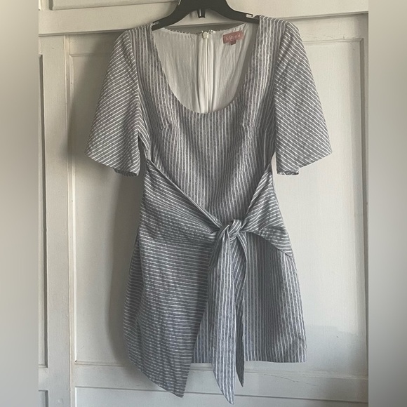 leRumi Jamie Striped Short Sleeve Cotton Mini Dress. Scoop Neckline. Pre-Owned. - Picture 8 of 12